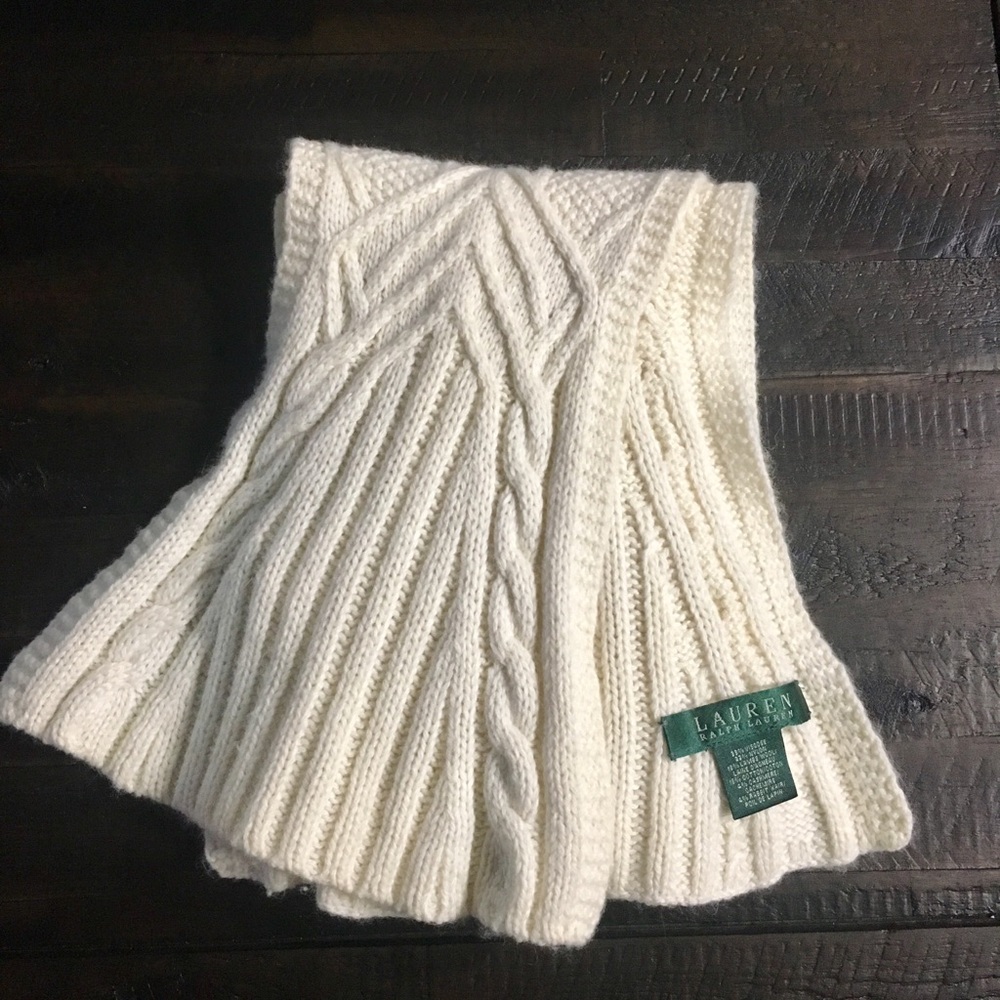 Ralph Lauren Ivory Cable Knit Scarf